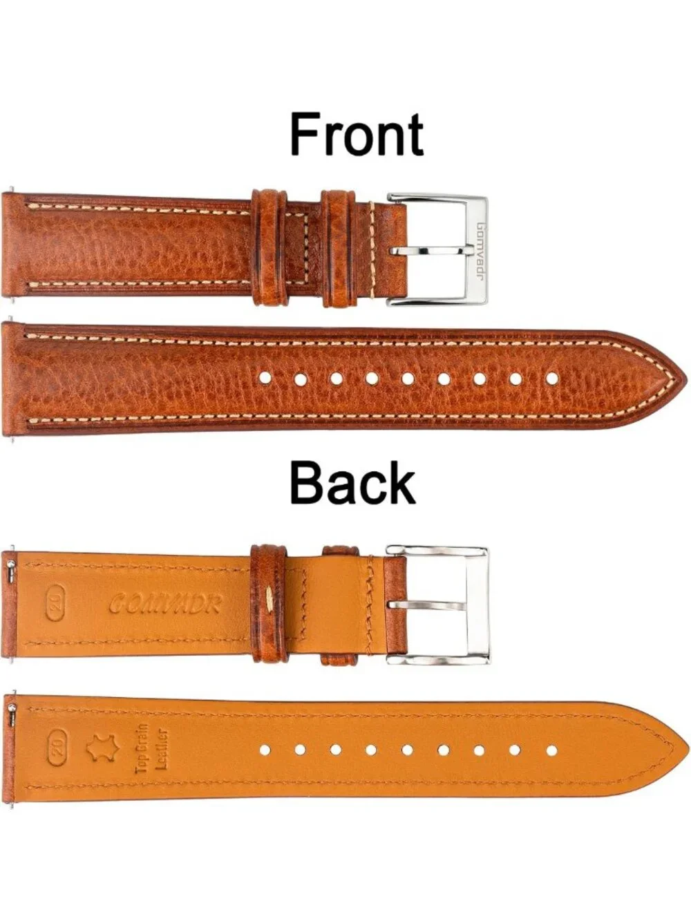 Genuine Italian Leather Watch Band - Soft, Thick, Quick Release, 18mm-22mm